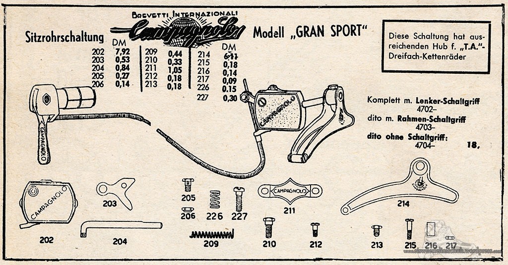 Vintage Rennrad Katalog - Lenkerschaltung 2